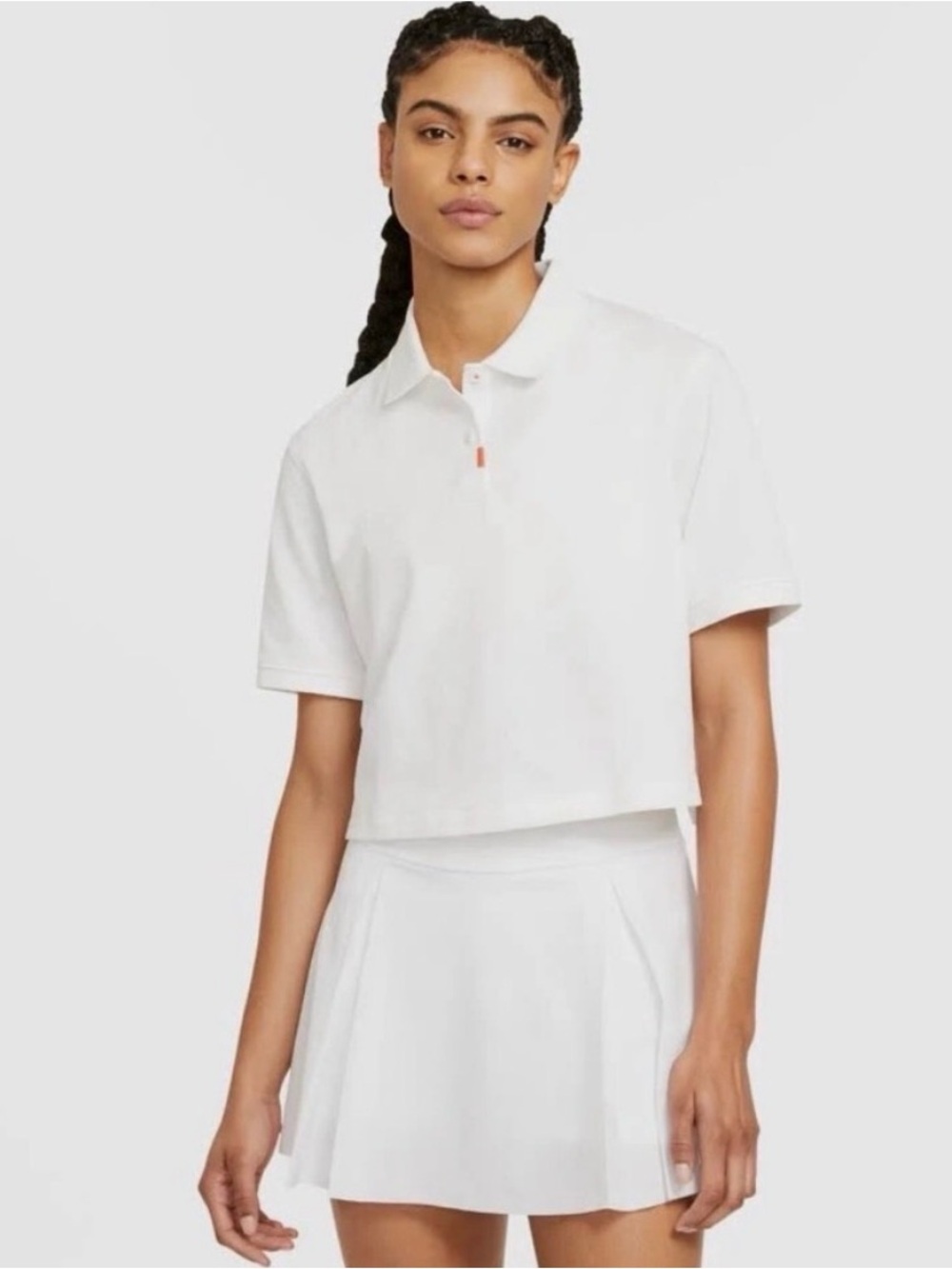 Nike White Cropped Polo Top - Women's